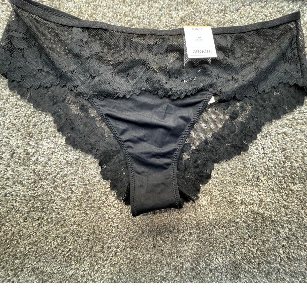 Auden Lace Cheeky Women M Black NEW Mesh Floral